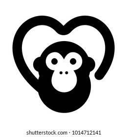 Monkey make heart with tail