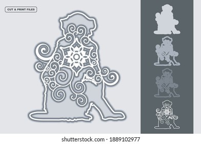 Monkey Mandala Vector 3D Layered