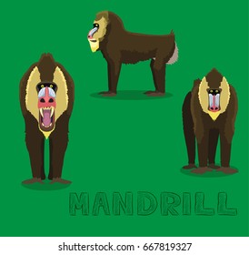 Monkey Mandrill Cartoon Vector Illustration