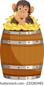 Affe mit vielen Bananen-Illustrationen