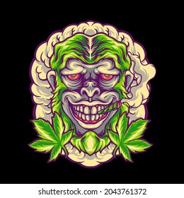 Monkey Marijuana Head Illustration for your business or merchandise