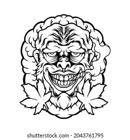 Mono Marihuana Head Silhouette Ilustración para su negocio o mercancía