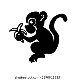 Monkey marmoset silhouette, symbol, vector illustration eps 10