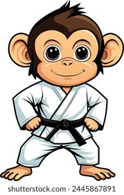 Monkey Martial Arts Karate Character  logo design