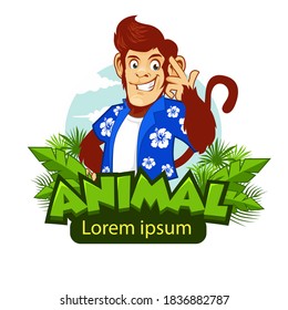 monkey mascot cartoon in vector