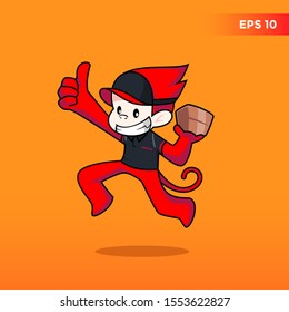 Monkey Mascot delivery service, Shipping animal mascot vector illustration