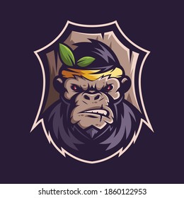 Monkey mascot design on dark background