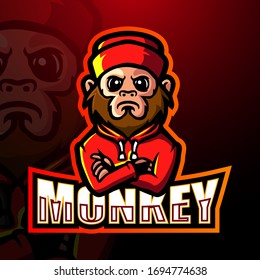 Monkey mascot esport logo design