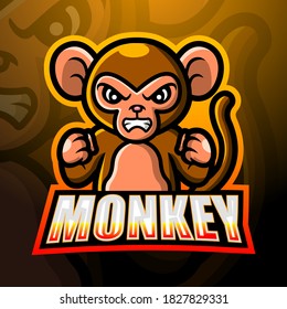 Monkey mascot esport logo design