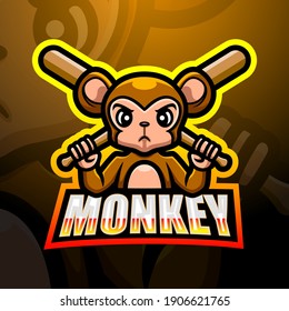 Monkey mascot esport logo design