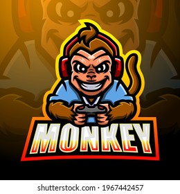Monkey mascot esport logo design