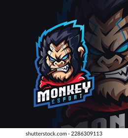 Monkey Mascot Esport Logo Design For Gaming Club