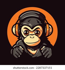 monkey mascot. esport logo design. cute little boy playing game