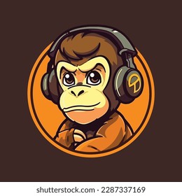 monkey mascot. esport logo design. cute little boy playing game