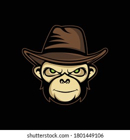 monkey mascot face design vector illustration, animal vector design template