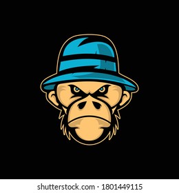 monkey mascot face design vector illustration, animal vector design template