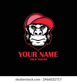 MONKEY MASCOT LOGO WITH BASEBALL CAP