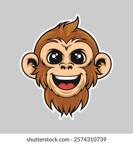 Monkey Mascot Logo, monkey character, monkey vector, monkey sticker illustration