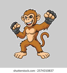 Monkey Mascot Logo, monkey character, monkey vector, monkey sticker illustration