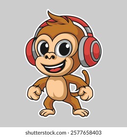 Monkey Mascot Logo, monkey character, monkey vector, monkey sticker illustration