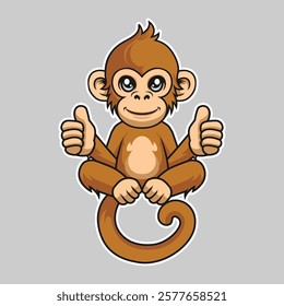 Monkey Mascot Logo, monkey character, monkey vector, monkey sticker illustration