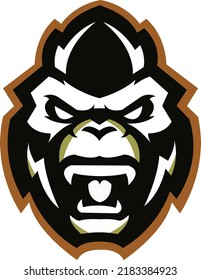 Diseño del logotipo de la mascota de la cabeza del mono negro. Diseño de ilustración de plantilla de vectores. Diseño del logotipo de los monos mascotas cualquier tipo de trabajo gráfico