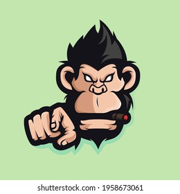 Monkey Mascot Logo Design Illustration Vector