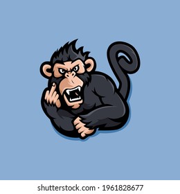 Monkey Mascot Logo Design Illustration Vector