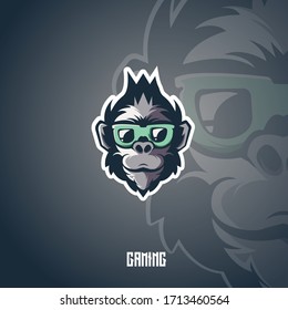 Monkey mascot logo design with modern illustration concept style for badge, emblem and t shirt printing. Monkey illustration for sport and e-sport team.
