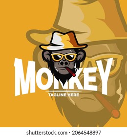 Monkey mascot logo design template