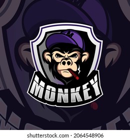 Monkey mascot logo design template