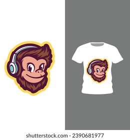 monkey mascot logo design vector with modern illustration concept style for badge, emblem and tshirt printing. smart monkey illustration
