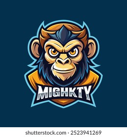 Monkey mascot logo icon vector design with text
