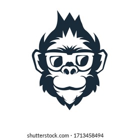 Monkey mascot logo silhouette version. monkey logo in sport style, mascot logo illustration design vector