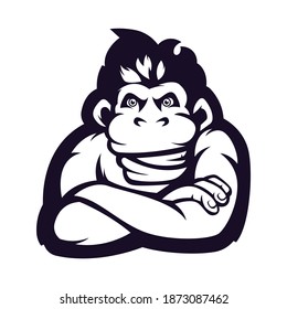 Monkey mascot logo silhouette version. Primate in sport style, mascot logo illustration design vector	