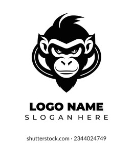 Fondo del concepto de diseño simple del logotipo de la mascota de los monos