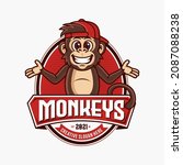 Monkey mascot logo vector. Animal vector illustration. Geek monkey logo. Chimpanzee vector logo design