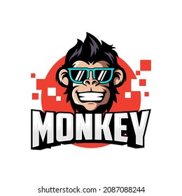 Monkey mascot logo vector  Animal vector illustration  Geek monkey logo  Chimpanzee vector logo design