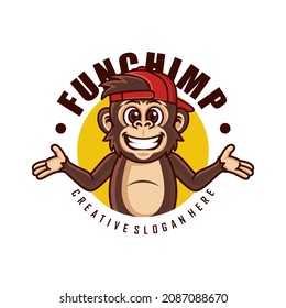 Monkey mascot logo vector. Animal vector illustration. Geek monkey logo. Chimpanzee vector logo design