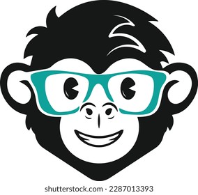 Monkey mascot logo vector. Animal vector illustration. Geek monkey logo