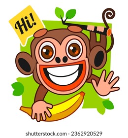 Monkey mascot logo vector. Animal vector illustration. Geek monkey logo. Chimpanzee vector logo design