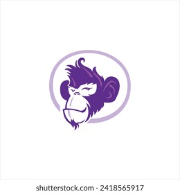 Vector del logotipo de la mascota de monos. Ilustración del vector animal. Logo de un mono geek. Diseño del logotipo vectorial de chimpancé