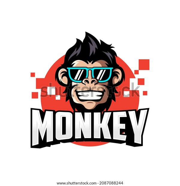 Monkey mascot logo vector.
Animal vector illustration. Geek monkey logo. Chimpanzee vector
logo design