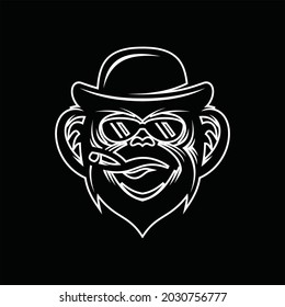 Monkey mascot logo vector .black background