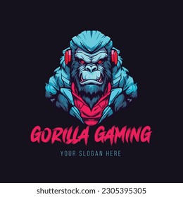 Monkey mascot logo vector. Gorilla monkey logo. Ape and Chimpanzee vector logo design. Animal vector illustration. Kingkong Gaming Logo