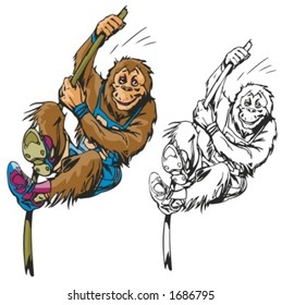 Monkey Mascot for sport teams. Great for t-shirt designs, school mascot logo and any other design work. Ready for vinyl cutting.