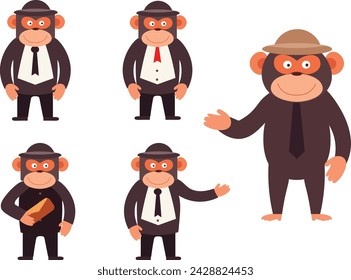 Monkey mascot vector illustration in many style and pose