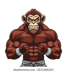 monkey mascot vector illustration muscular monkey design