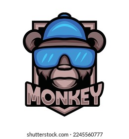 Monkey Mascot Vector Logo Esport Design illustration