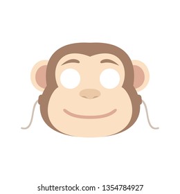 Monkey mask. Childish masquerade mask. Isolated vector illustration